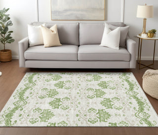 Piper Looms Chantille Vintage ACN759 Green Machine Washable Area Rug Lifestyle Image Feature