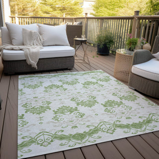 Piper Looms Chantille Vintage ACN759 Green Machine Washable Area Rug Outdoor Lifestyle Image Feature