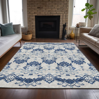 Piper Looms Chantille Vintage ACN759 Navy Machine Washable Area Rug Lifestyle Image Feature