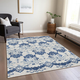 Piper Looms Chantille Vintage ACN759 Navy Machine Washable Area Rug Lifestyle Image Feature
