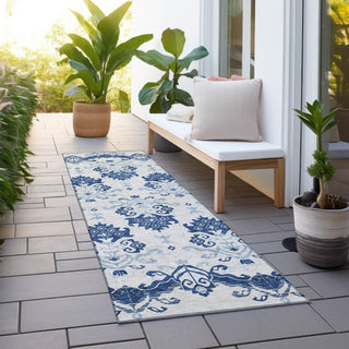 Piper Looms Chantille Vintage ACN759 Navy Machine Washable Area Rug Runner Outdoor Lifestyle Image Feature