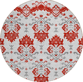 Piper Looms Chantille Vintage ACN759 Red Machine Washable Area Rug Round Main Image