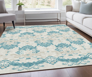 Piper Looms Chantille Vintage ACN759 Teal Machine Washable Area Rug Lifestyle Image Feature