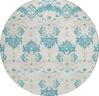 Piper Looms Chantille Vintage ACN759 Teal Machine Washable Area Rug Round Main Image