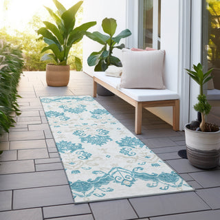 Piper Looms Chantille Vintage ACN759 Teal Machine Washable Area Rug Runner Outdoor Lifestyle Image Feature