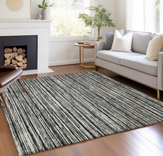 Piper Looms Chantille Stripes ACN760 Black Machine Washable Area Rug Lifestyle Image Feature