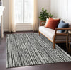 Piper Looms Chantille Stripes ACN760 Black Machine Washable Area Rug Lifestyle Image Feature