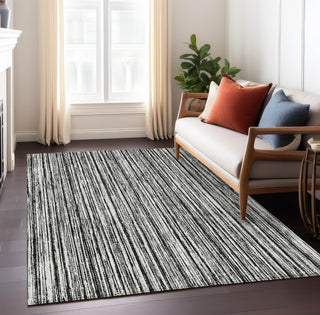 Piper Looms Chantille Stripes ACN760 Black Machine Washable Area Rug Lifestyle Image Feature