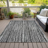 Piper Looms Chantille Stripes ACN760 Black Machine Washable Area Rug Outdoor Lifestyle Image Feature