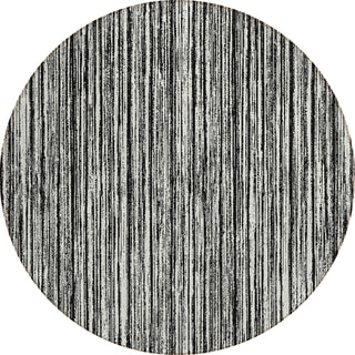 Piper Looms Chantille Stripes ACN760 Black Machine Washable Area Rug Round Main Image