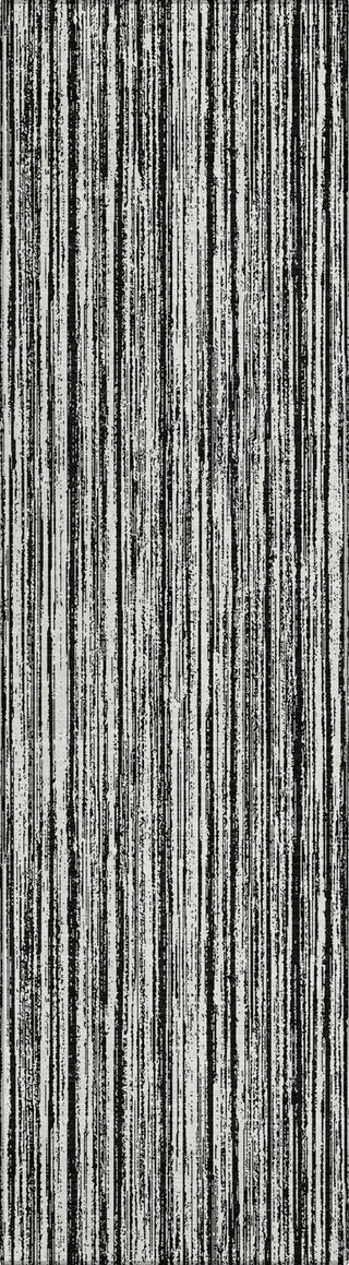 Piper Looms Chantille Stripes ACN760 Black Machine Washable Area Rug Runner Main Image