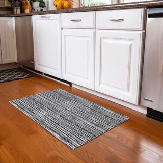 Piper Looms Chantille Stripes ACN760 Black Machine Washable Area Rug Scatter Lifestyle Image Feature