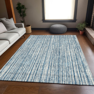 Piper Looms Chantille Stripes ACN760 Blue Machine Washable Area Rug Lifestyle Image Feature