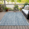 Piper Looms Chantille Stripes ACN760 Blue Machine Washable Area Rug Outdoor Lifestyle Image Feature