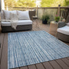 Piper Looms Chantille Stripes ACN760 Blue Machine Washable Area Rug Outdoor Lifestyle Image Feature