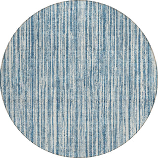 Piper Looms Chantille Stripes ACN760 Blue Machine Washable Area Rug Round Main Image