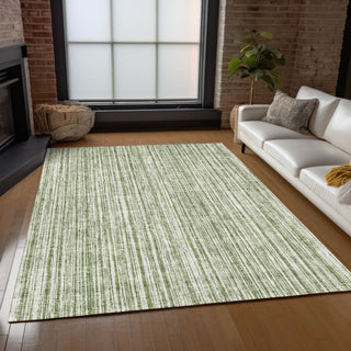 Piper Looms Chantille Stripes ACN760 Green Machine Washable Area Rug Lifestyle Image Feature