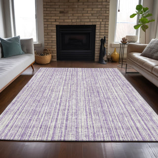Piper Looms Chantille Stripes ACN760 Lavender Machine Washable Area Rug Lifestyle Image Feature