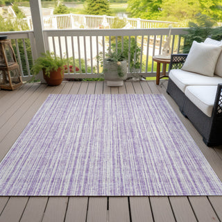 Piper Looms Chantille Stripes ACN760 Lavender Machine Washable Area Rug Outdoor Lifestyle Image Feature