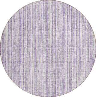 Piper Looms Chantille Stripes ACN760 Lavender Machine Washable Area Rug Round Main Image