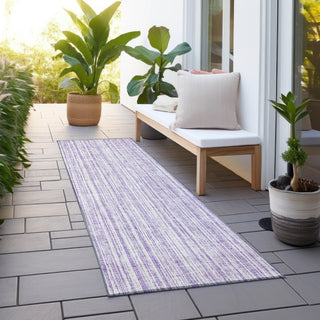 Piper Looms Chantille Stripes ACN760 Lavender Machine Washable Area Rug Runner Outdoor Lifestyle Image Feature