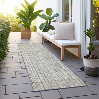 Piper Looms Chantille Stripes ACN760 Taupe Machine Washable Area Rug Runner Outdoor Lifestyle Image Feature