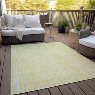 Piper Looms Chantille Stripes ACN760 Yellow Machine Washable Area Rug Outdoor Lifestyle Image Feature