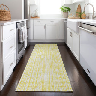 Piper Looms Chantille Stripes ACN760 Yellow Machine Washable Area Rug Runner Lifestyle Image Feature