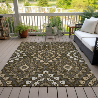 Piper Looms Chantille Diamond ACN761 Fudge Machine Washable Area Rug Outdoor Lifestyle Image Feature