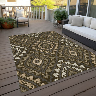 Piper Looms Chantille Diamond ACN761 Fudge Machine Washable Area Rug Outdoor Lifestyle Image Feature