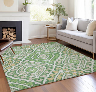 Piper Looms Chantille Diamond ACN761 Green Machine Washable Area Rug Lifestyle Image Feature