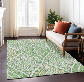 Piper Looms Chantille Diamond ACN761 Green Machine Washable Area Rug Lifestyle Image Feature