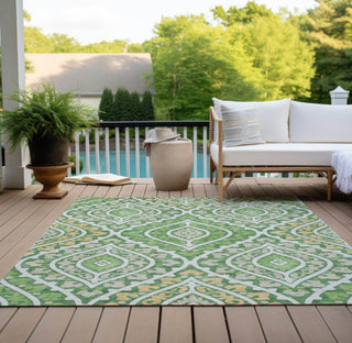 Piper Looms Chantille Diamond ACN761 Green Machine Washable Area Rug Outdoor Lifestyle Image Feature