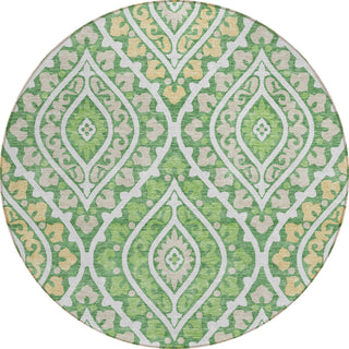 Piper Looms Chantille Diamond ACN761 Green Machine Washable Area Rug Round Main Image