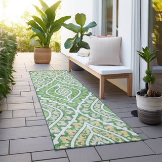 Piper Looms Chantille Diamond ACN761 Green Machine Washable Area Rug Runner Outdoor Lifestyle Image Feature