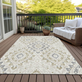 Piper Looms Chantille Diamond ACN761 Ivory Machine Washable Area Rug Outdoor Lifestyle Image Feature