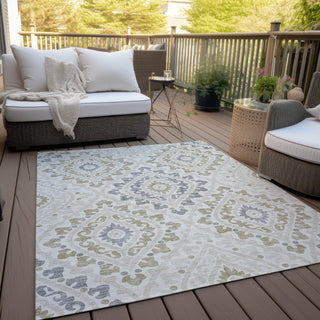 Piper Looms Chantille Diamond ACN761 Ivory Machine Washable Area Rug Outdoor Lifestyle Image Feature