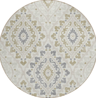 Piper Looms Chantille Diamond ACN761 Ivory Machine Washable Area Rug Round Main Image