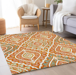 Piper Looms Chantille Diamond ACN761 Orange Machine Washable Area Rug Lifestyle Image Feature