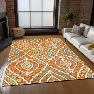 Piper Looms Chantille Diamond ACN761 Orange Machine Washable Area Rug Lifestyle Image Feature
