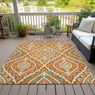 Piper Looms Chantille Diamond ACN761 Orange Machine Washable Area Rug Outdoor Lifestyle Image Feature