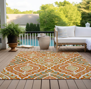 Piper Looms Chantille Diamond ACN761 Orange Machine Washable Area Rug Outdoor Lifestyle Image Feature