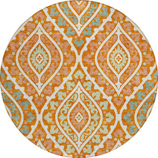Piper Looms Chantille Diamond ACN761 Orange Machine Washable Area Rug Round Main Image