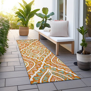 Piper Looms Chantille Diamond ACN761 Orange Machine Washable Area Rug Runner Outdoor Lifestyle Image Feature