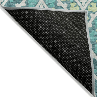 Piper Looms Chantille Diamond ACN761 Teal Machine Washable Area Rug Backing Image