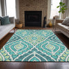 Piper Looms Chantille Diamond ACN761 Teal Machine Washable Area Rug Lifestyle Image Feature