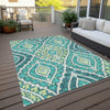 Piper Looms Chantille Diamond ACN761 Teal Machine Washable Area Rug Outdoor Lifestyle Image Feature