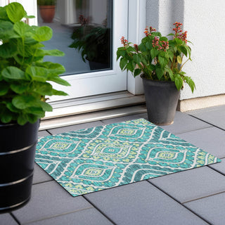Piper Looms Chantille Diamond ACN761 Teal Machine Washable Area Rug Scatter Outdoor Lifestyle Image Feature