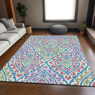 Piper Looms Chantille Diamond ACN761 White Machine Washable Area Rug Lifestyle Image Feature
