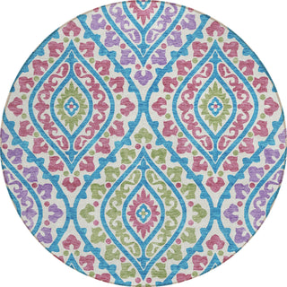 Piper Looms Chantille Diamond ACN761 White Machine Washable Area Rug Round Main Image